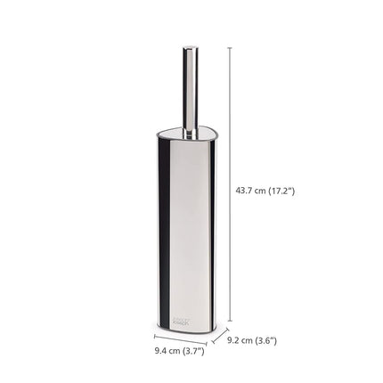 Joseph Joseph Flex 360 Luxe, Advanced Smart Toilet Brush and Storage Holder Set with anti-drip, anti-clog, triple-action replaceable brush head- Stainless-steel