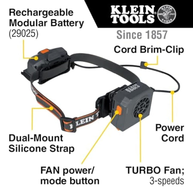 Klein Tools 60822 Replacement Turbo Fan for Hard Hats and Safety Helmets, Quiet, 3-Speed (Fan Only)