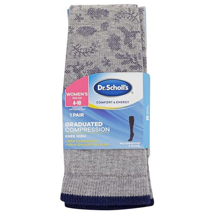 Dr. Scholl's womens Travel Graduated Compression, Gray/Blue, One Size