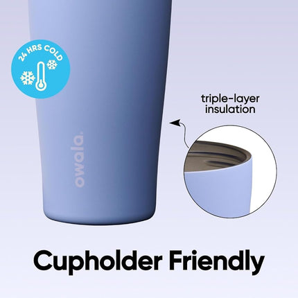 Owala FreeSip Tumbler Insulated Stainless Steel Water Bottle with Built-in Straw and Side Handle, for Travel, Work, School, and Sports, 40oz, BPA Free, Leak Proof, Out of the Blue