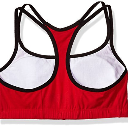 Fruit of the Loom Women's Spaghetti Strap Cotton Pull Over 3 Pack Sports Bra in Fashion Colors, Opaque, Pin Dot/Popsicle Pink/White, 32 (Pack of 3)