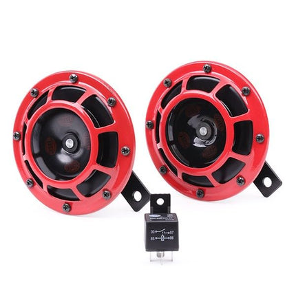 Hella Stark Sound – 109.23.37 – Red Set 12 V High/Low Frequency Hella Super Tone Horn Set B 133, 12 Volt