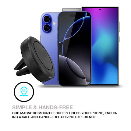 MAXBOOSTPOWER Universal Smartphone Holder - Air Vent Magnetic Car Mount (4 Pack Black) Compatible with iPhone 12/13/14/15/16 & Galaxy LG Android Cell Phone