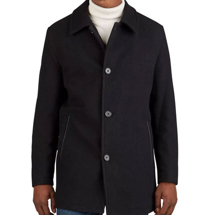 Cole Haan Men's Wool Plush Car Coat, Black, XX-Lar