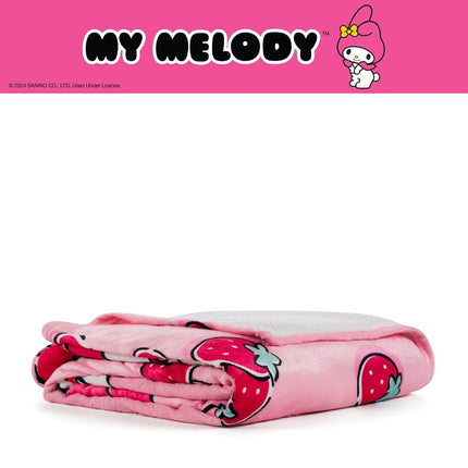 Franco Collectibles My Melody Strawberry Bedding Super Soft Cozy Blanket, 62 in x 90 in, (Officially Licensed Product)