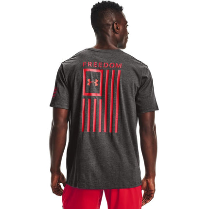Under Armour Men's New Freedom Flag T-Shirt, Charcoal Medium Heather (019)/Red, Medium