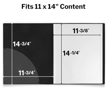 Dunwell 11x14 Binder with Sleeves - (Black), 24 Pockets Display 48 Pages, Large Folder with Plastic Sleeves, 11 x 14 Presentation Book with Protector Sleeves, Kids Art Portfolio 14x11, Clear Pages