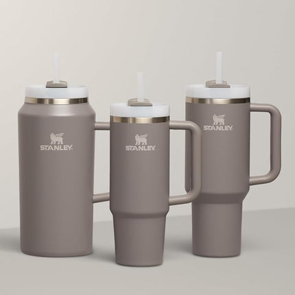 STANLEY Quencher H2.0 FlowState Vaso térmico de acero inoxidable con tapa y pajita para agua, té helado o café, batido y más, Stone, 64oz