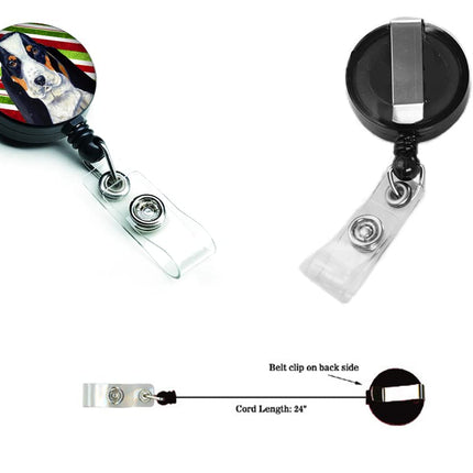 Caroline's Treasures Basset Hound Candy Cane Holiday Christmas Retractable Badge Reel, Multicolor (LH9239BR)