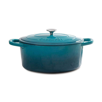 Olla de hierro fundido esmaltado redonda Crock-Pot Artisan, 4.7 litros, degradado turquesa