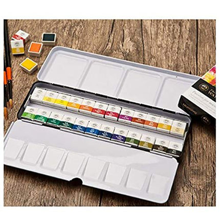 Mungyo Professional Half Pan Size Water Colors Set in Tin Case/Integral Mixing Palette in The lid 24 Colors