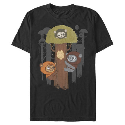 Camiseta de manga corta para hombre STAR WARS, diseño de Ewoks rebeldes, talla grande, color negro, talla L