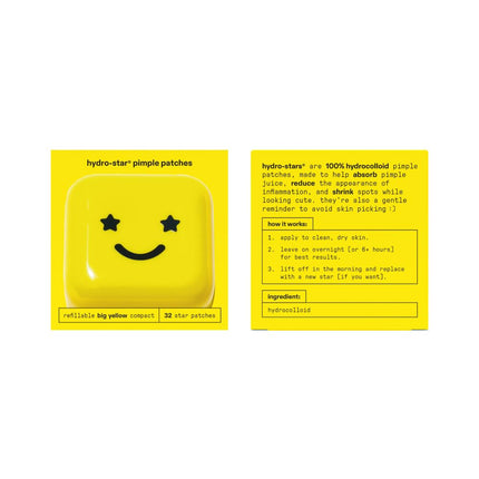 Starface Hydro Stars Big Yellow Hydrocolloid Pimple Stickers, Absorb Fluid and Reduce Inflammation, Cute Star Shape, Vegan and Cruelty Free Skincare, Pack of 32