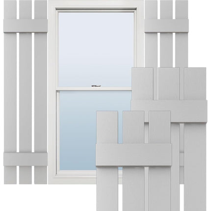 Ekena Millwork Lifetime Vinyl LS3S12X03900PG Standard Three Board Spaced, Board-n-Batten Vinyl Shutters, w/Installation Shutter-Lok's & Matching Screws (Per Pair), 12"W x 39"H, Paintable