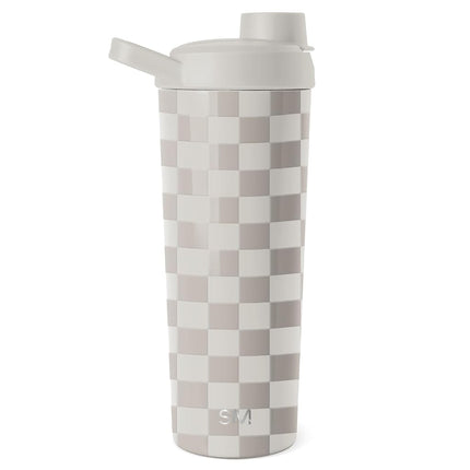 Simple Modern Stainless Steel Shaker Bottle with Ball 24oz | Metal Insulated Cup for Protein Mixes, Shakes and Pre Workout | Rally Collection | Checkmate