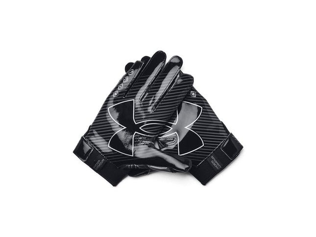 Gants de football Under Armour F9 Nitro pour garçons, (001) Noir/Castlerock/Argent métallisé, Taille M