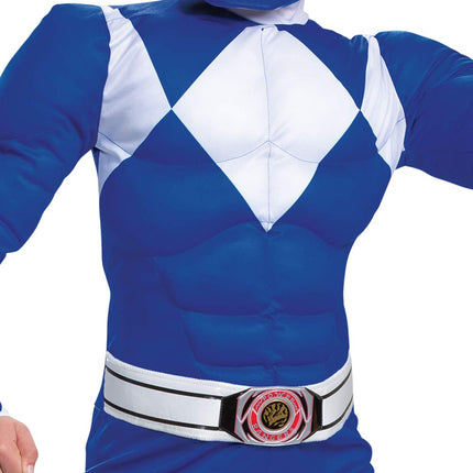 DISGUISE Official Blue Power Rangers Costume Kids, Power Rangers Fancy Dress Up Outfit for Boys Children Book Day Week Costume for Kids S