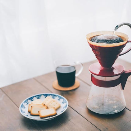 Hario V60 Pour Over Coffee Starter Set, Size 02, Red