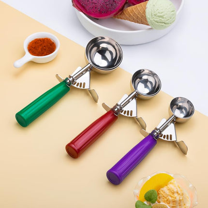 Cookie Scoop Set, Ice Cream Scoop Set, 3 PCS Ice Cream Scoops Trigger Include Large Medium Small Size Cookie Scoop, Polishing Stainless Steel 18/8 Melon Scooper - Elegant Package