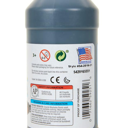 Washable Paint, Black, 16 oz