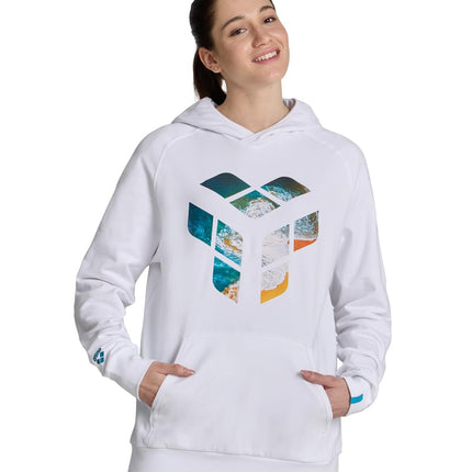 ARENA Unisex Planet Water Hooded Sweatshirt, White