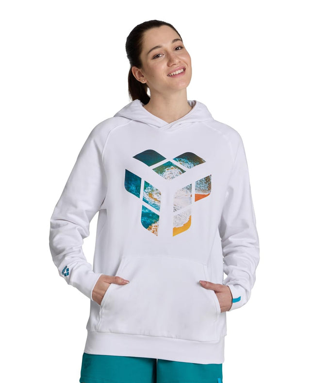 ARENA Unisex Planet Water Hooded Sweatshirt, White