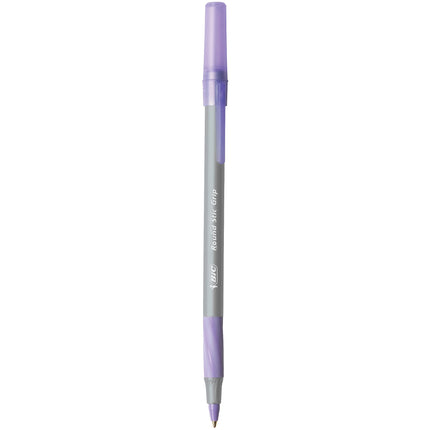 Bolígrafo BIC Round Stic Grip Xtra Comfort, punto mediano (1.2mm), morado, 12 unidades