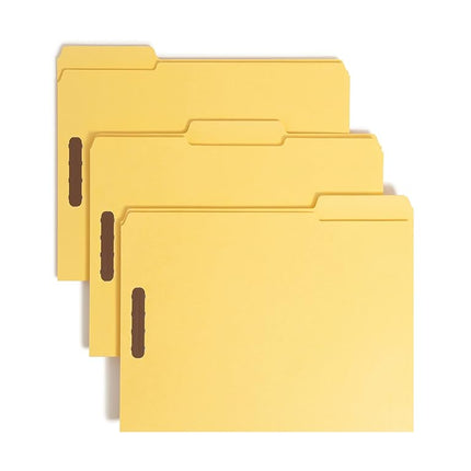 Carpeta con sujetador Smead 100 % reciclada - Tamaño carta, pestaña de corte de 0,75, amarilla, 50 por caja (12941)