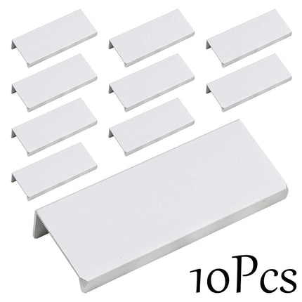 LICTOP 80mm/3.15" Silver Aluminum Home Kitchen Cabinets Drawers Collection Long Hole Centers Finger Edge Pull Tab Handle (10pcs)