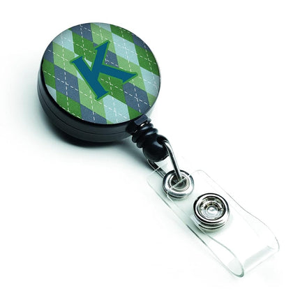 Caroline's Treasures CJ1020-KBR Letter K Initial Monogram - Blue Argoyle Retractable Badge Reel, for Nurses ID Badge Holder with Clip Retractable Employee Badge Holder,