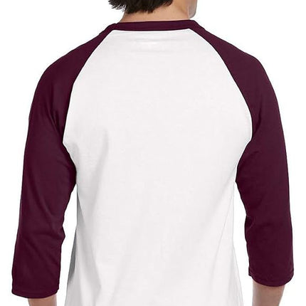 Champion Men's Raglan Baseball T-Shirt, White/Scarlet, Medium