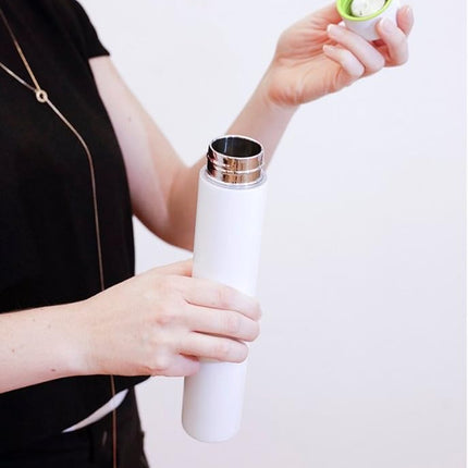 Kikkerland Slim Bottle, White, 8 oz, White