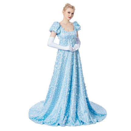 MyheroCos Daphne Dress Regency Women's Blue Lace D