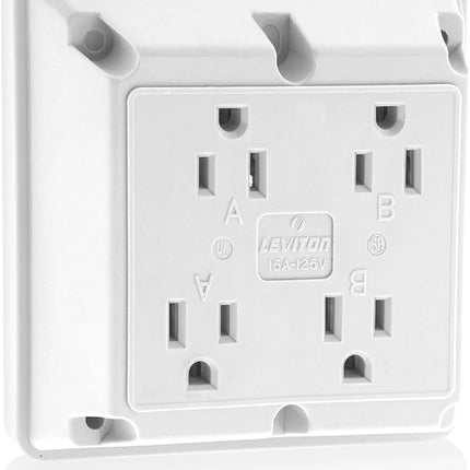 Leviton 4-in-1 Receptacle 15 Amp, 125 Volt, Industrial Series Extra Heavy Duty, Straight Blade, Grounding, 1254-00W, White