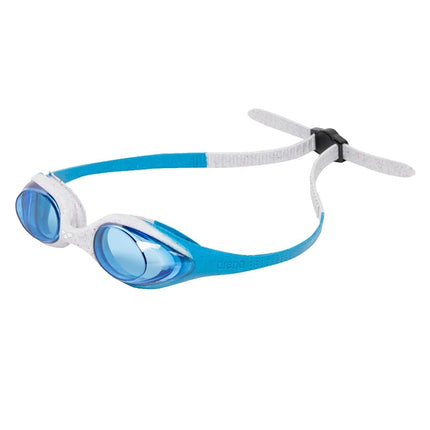 ARENA Unisex Youth Spider Junior Swim Goggles Girls and Boys Ages 6 to 12 No Fog Non-Mirror Lens Easy to Adjust Strap No Leak, Blue/Gray/Blue