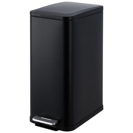 MilleLoom 13.2 Gallon / 50L Kitchen Trash Can, Slim Stainless Steel Garbage Can with Removable Inner Bucket, Fingerprint-Proof Step Rubbish Bin with Soft-Close Lid for Narrow Space, Black