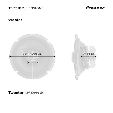 Altavoces coaxiales de rango completo de 2 vías PIONEER TS-Z65F de 6.5"