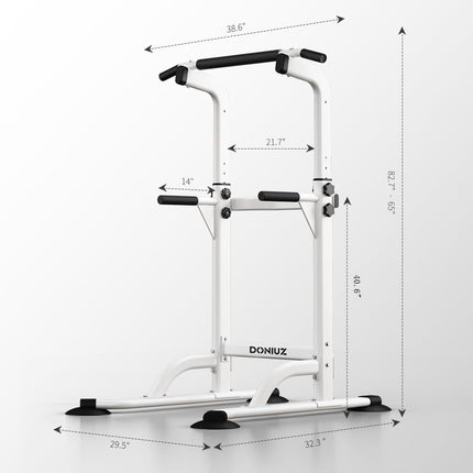 DONIUZ Power Tower Pull Up Bar and Dip Station, Multi-Function Home Gym, Strength Training Fitness Equipment, Height Adjustable(BLACK)