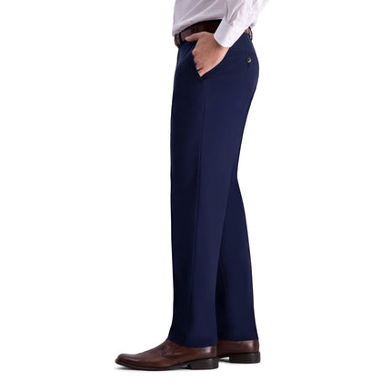 J.M. Haggar Men's Jm Haggar Sharkskin Superflex Waist Straight Fit Flat Front, Blue, 36W x 29L