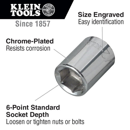 Klein Tools 3/8-Inch Drive Socket Wrench Set, 12-Piece