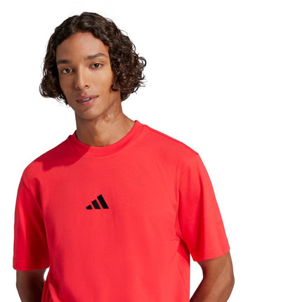 Adidas Mens Essentials Small Logo Single Jersey T-Shirt, Pure Ruby/Black, XX-S