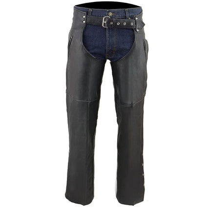 Milwaukee Leather Zippered Thigh Pocket Chaps (Black, 7X- Large)