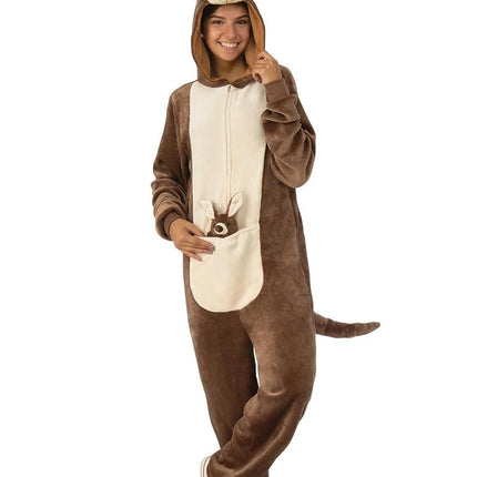 Kangaroo Furry Onesie Costume for Adults - Large-X
