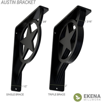 Ekena BKTM01X05X08SAU Austin Wrought Iron Bracket, Steel, 1 1/2" W x 5 1/2" D x 8" H (Single Center Brace)