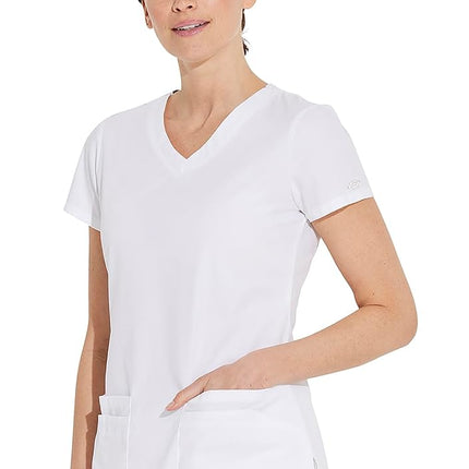 Dickies Women's EDS Signature Scrubs Jr. Fit V-Neck Top - White - XX-Large