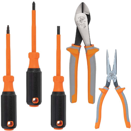 Klein Tools 9419R 1000V Insulated Tool Set with Diagonal-Cutter, Long-Nose Pliers and 3 Screwdrivers, 5-Piece