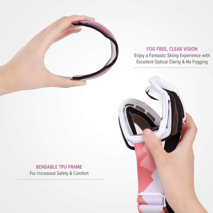 OutdoorMaster Kids SkiGoggles,Snowboard Goggles-Snow Goggles for Kids,Youth with Anti-Fog100% UV Protection Spherical Lens