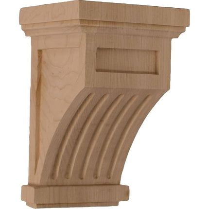Ekena COR04X04X07FLRW W x 4 1/4" D x 7" H Fluted Corbel, Rubberwood, Rubber Wood