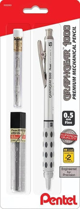 Pentel GraphGear 1000 Automatic Mechanical Pencil 0.5mm - Includes Lead Refills & Eraser