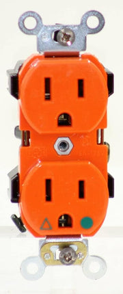 Leviton 5262-IG 15-Amp, 125 Volt, Industrial Series Heavy Duty Specification Grade, Duplex Receptacle, Straight Blade, Isolated Ground, Orange, SMALL